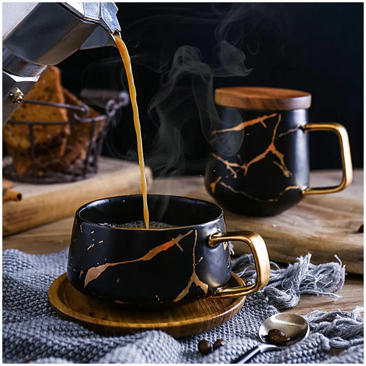 Coffee Mugs Marble Gold Inlay Mug Breakfast Mug Office Home Drinkware Milk Cup Dropshipping