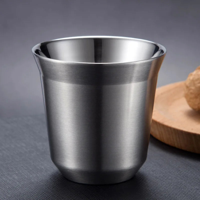 1pcs 80ml Mini Coffee Cups High Quality Stainless Steel Double Wall Heat-insulating Coffee Cups Portable Small Drink Cups