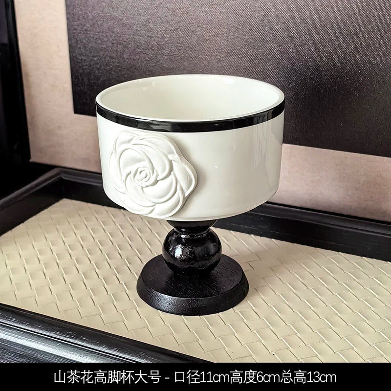 Vintage Camellia Embossed Coffee Mug Ceramic Retro Globot Cup, Stylish Retro Luxury Drinkware for Home Use