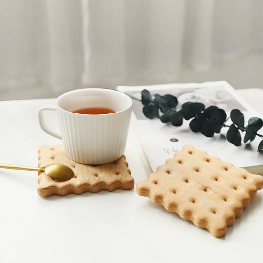 Beech Biscuit Coaster Solid Wood Tea Coaster Mug Coffee Coaster Cup Holder Creative Gift
