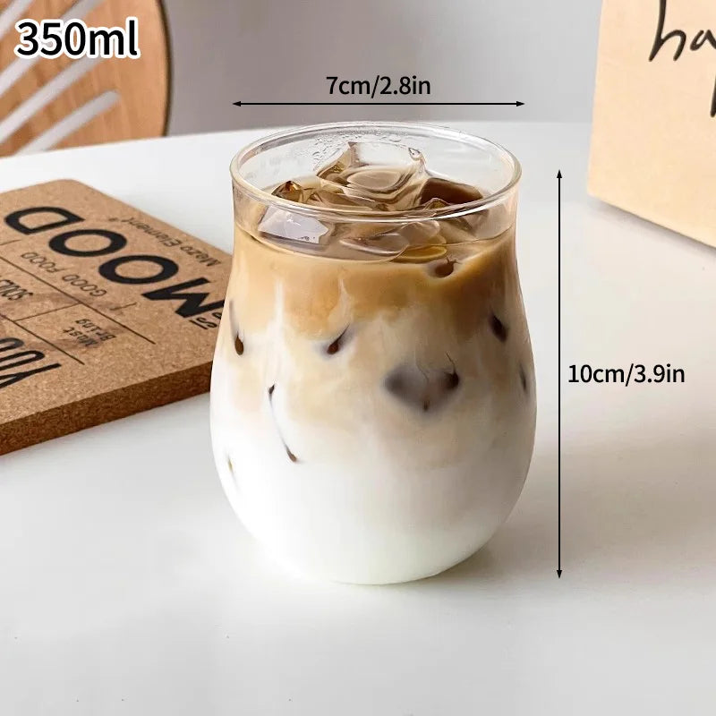 Vertical Striped Clear Glass Cup - Aesthetic Drinkware for Milk Tea, Coffee & Juice