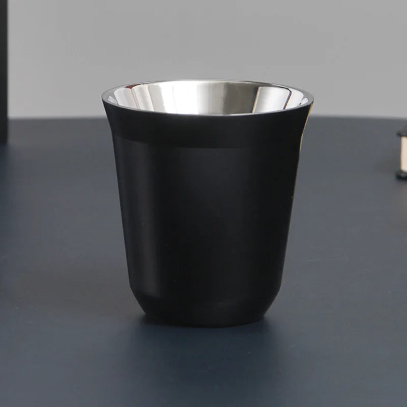 1pcs 80ml Mini Coffee Cups High Quality Stainless Steel Double Wall Heat-insulating Coffee Cups Portable Small Drink Cups