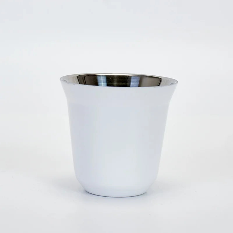1pcs 80ml Mini Coffee Cups High Quality Stainless Steel Double Wall Heat-insulating Coffee Cups Portable Small Drink Cups