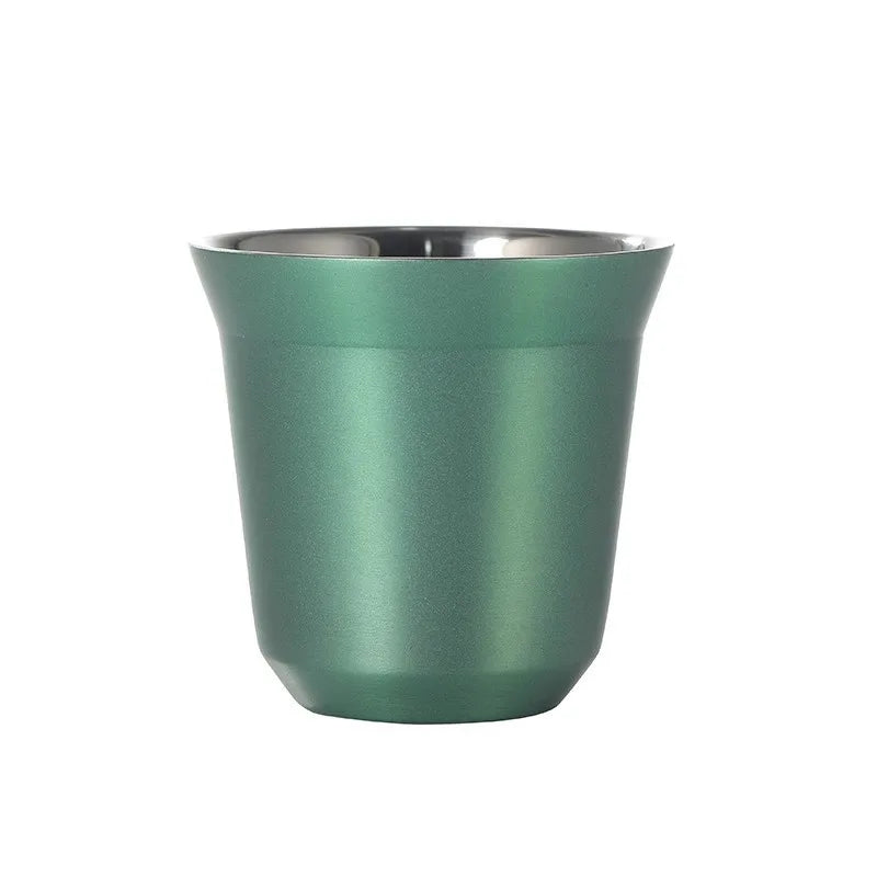 1pcs 80ml Mini Coffee Cups High Quality Stainless Steel Double Wall Heat-insulating Coffee Cups Portable Small Drink Cups