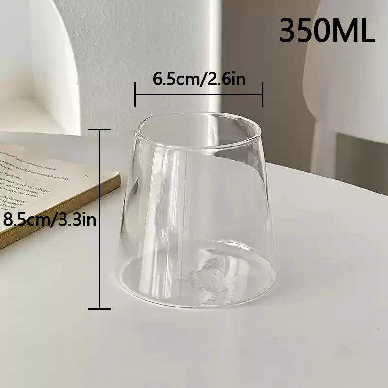 Vertical Striped Clear Glass Cup - Aesthetic Drinkware for Milk Tea, Coffee & Juice