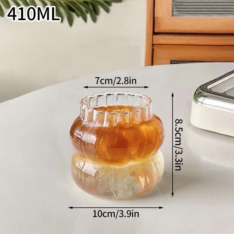 Vertical Striped Clear Glass Cup - Aesthetic Drinkware for Milk Tea, Coffee & Juice