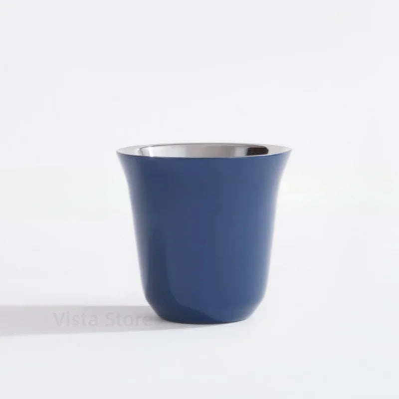 1pcs 80ml Mini Coffee Cups High Quality Stainless Steel Double Wall Heat-insulating Coffee Cups Portable Small Drink Cups