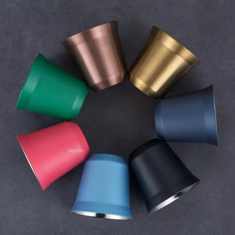 1pcs 80ml Mini Coffee Cups High Quality Stainless Steel Double Wall Heat-insulating Coffee Cups Portable Small Drink Cups