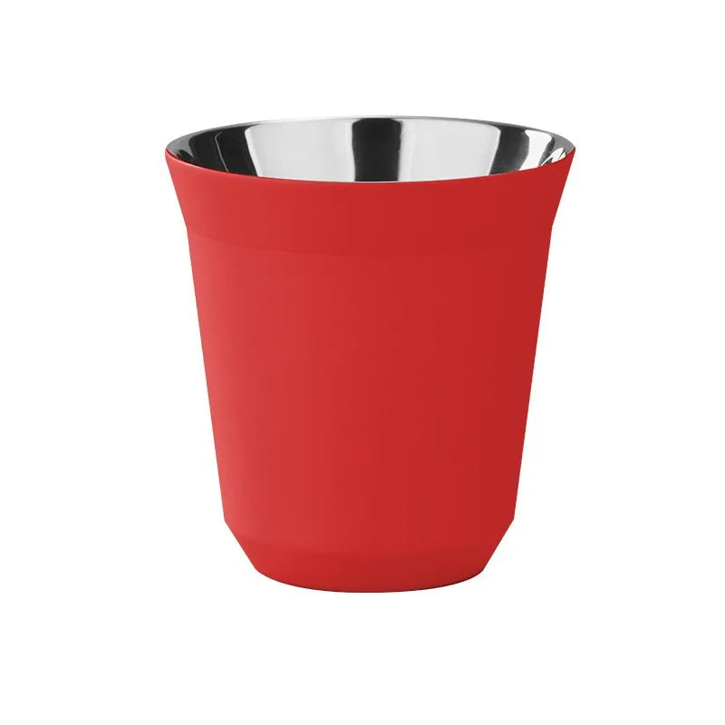 1pcs 80ml Mini Coffee Cups High Quality Stainless Steel Double Wall Heat-insulating Coffee Cups Portable Small Drink Cups